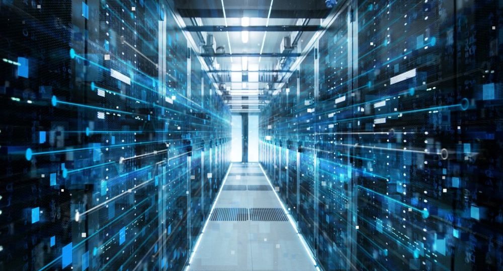 Shot,Of,Corridor,In,Working,Data,Center,Full,Of,Rack